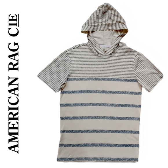 American Rag Other - American Rag Men's Striped Hooded short sleeve top tshirt size Small